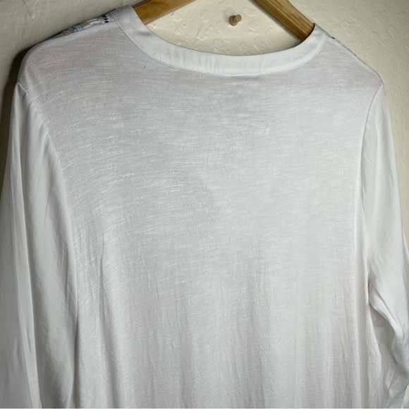 Dolan Left Coast Collection Flowy Long Tunic Top White Embroidered Size L Boho - Picture 9 of 10